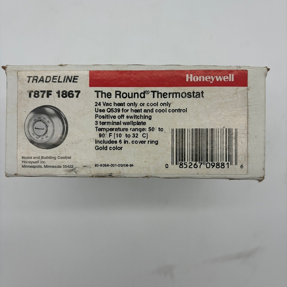 Honeywell Tradeline T87F 1867 The Round Thermostat Gold 24 Vac Heat Cool Only